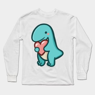 Cute T-Rex with heart, Love, Dino, Dinosaur Long Sleeve T-Shirt